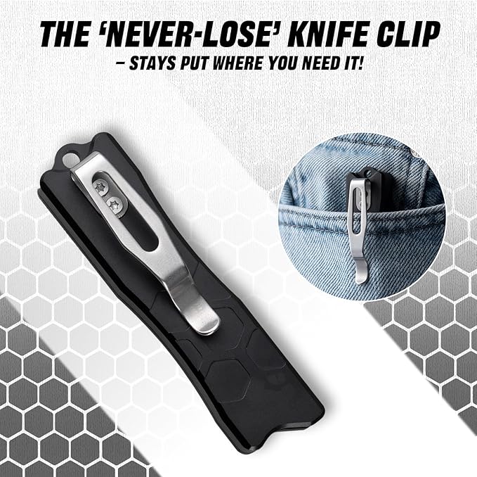 XXOK Utility knife with clip retractable box cutter EDC knife with 10 razors small folding utility knives with sharp carbon steel replacement blade # 24 Black