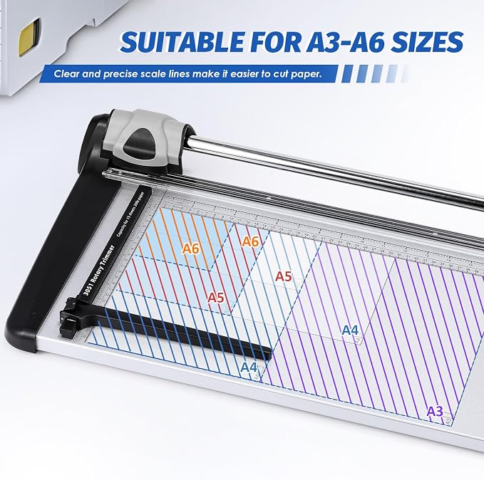 480mm(18.90") Rotary Paper Trimmer, 15 Sheets Heavy Duty Paper Trimmer | Sharp & Safe Blade, Effective for A3-A6 Sizes, Commercial Grade Rotary Paper Cutter for Home/Office/School, Black & Silver
