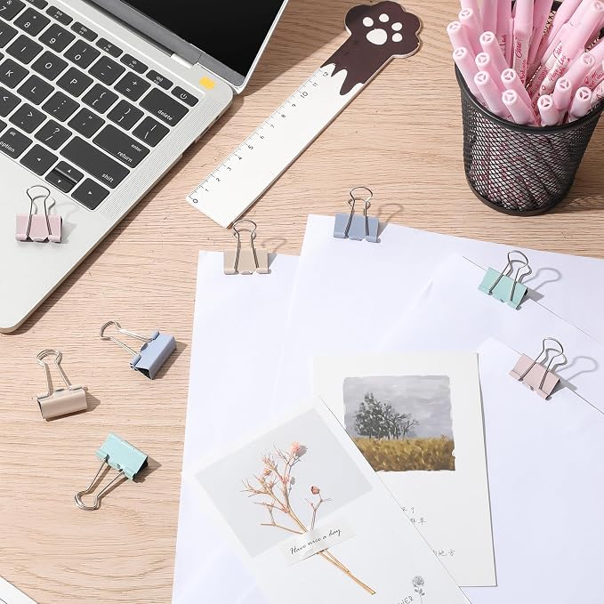 Jetec 500 Pcs Pastel 1 Inch Binder Clip Paper Clamp Metal Paper Clip | for Teachers Students Classroom Business Office and School Office Supplies