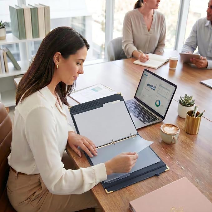 Aesthetic Clipboard Binder with Dividers - 3 Ring Organizer for Work | Sturdy Document Organizer, Clipboard Folder and Planner Folio for Streamlined School Projects, Notes and Office Productivity