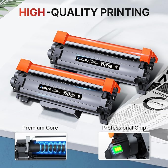TN760 Toner for Brother Printer Replacement for Brother TN760 TN-760 TN730 | Toner TN-730/TN-760 Compatible for MFC-L2750DW HL-L2370DW MFC-L2710DW HL-L2350DW HL-L2390DW DCP-L2550DW Printer (2 Black)