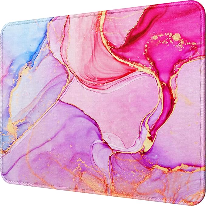MROCO Mouse Pad [30% Larger] with Anti-Fray Stitched Edges, Premium-Textured Waterproof Surface, Non-Slip Rubber Base, Computer & Gaming Mouse Mat for Laptop, Office & Home, 8.5 x 11 in, Pink Marble