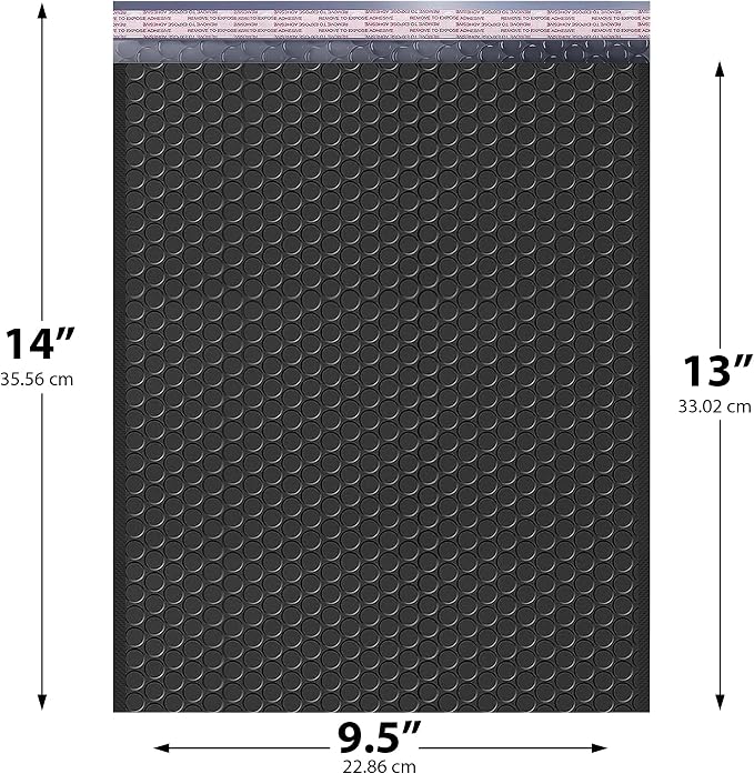Jet Black Bubble Mailers 10x13, Self Seal Poly Padded Envelopes, 200 Pack | Fits Books & Magazines, No Tape Needed, Cushioned Protection, Water-Resistant Poly, Bulk Pack for Small Business