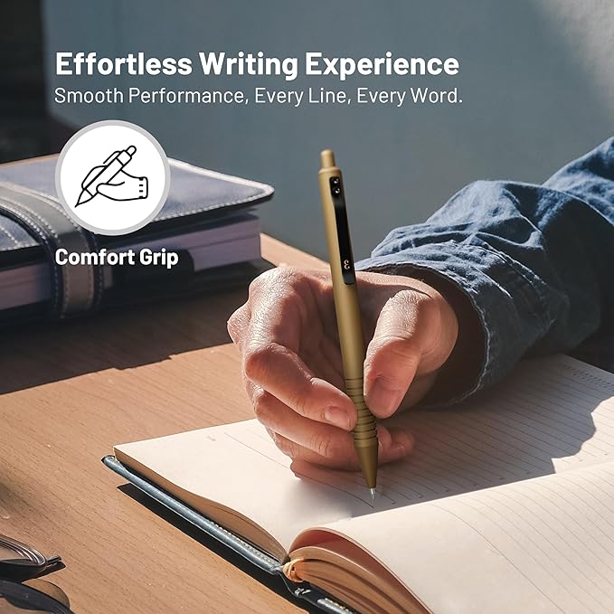 Everyman Military Grafton Super Matte Full Click Refillable Gel Pen | Durable EDC Writing Tool with Deep Grip | Smooth 0.7mm Ink Flow for Daily Use, Notes, Journaling, and Office Essentials
