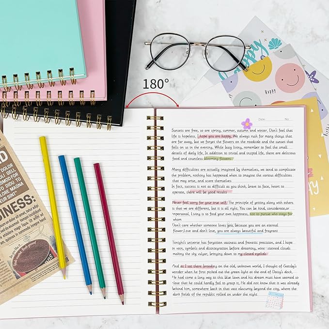 Blank Spiral Notebook B5 Pink Hardcover Sketch Book -7.48" X 10.18" 4 Pack unlined Journal for Drawing,160 Pages 100GSM Thick Paper for Note Taking School Office