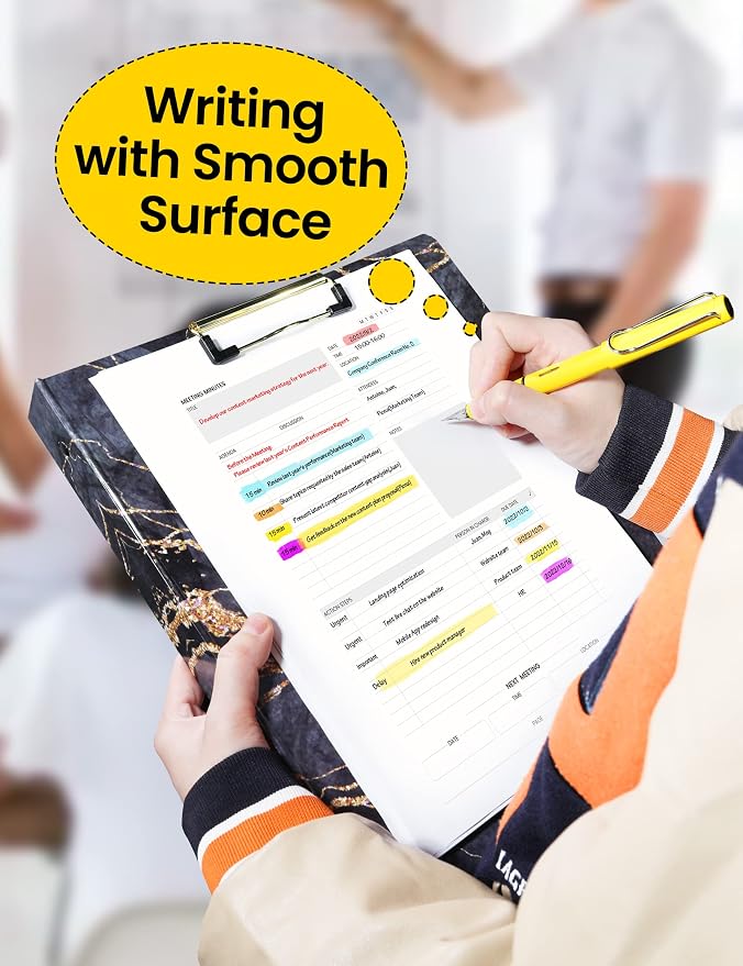 SUNEE 1 Inch Binder with Dividers, Cute Binder with Clipboard, Three Ring Binder Organizer, 5 Tab Dividers, 18 Labels and 2 Pockets, Letter Size for School and Office Supplies,Black Marble Design