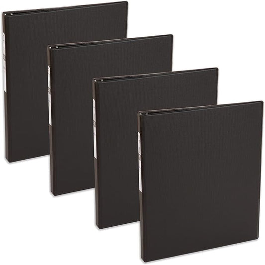 Avery Economy 3 Ring Binder, 1/2 Inch Round Rings, 4 Black Binders (03201)