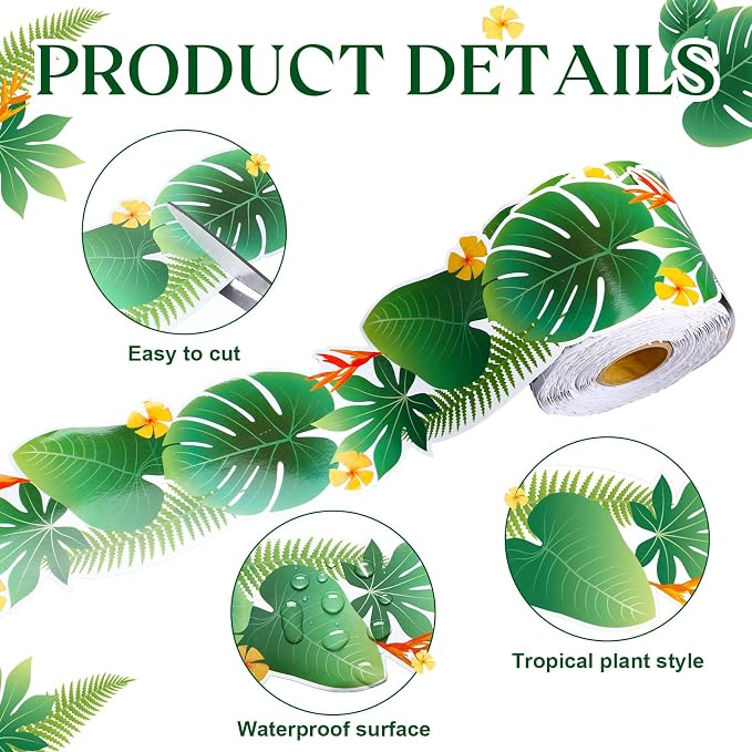Gersoniel 69 ft Tropical Leaves Bulletin Board Borders Greenery Jungle Die-Cut Border Trim Roll Back to School Classroom Decorations for Teacher Blackboard Chalkboard Offices Home Walls