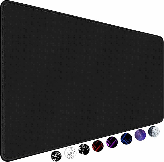 Large Gaming Mouse Pad, Extra Large Big Mouse Pad with Stitched Edge | Mouse Pad Desk, XXL Non-Slip Black Computer Long Mousepad Desk Mat for Gamer, Office & Home, Black