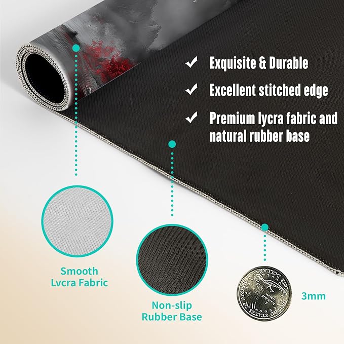 Extended Gaming Mouse Pad, Large Mouse Mat 3 mm Nature Rubber Base Mousepad with Stitched Edges, Non-Slip Desk Mat for Office Home Great Gift 31.5x11.8 Inch (Dark Canyon 5)