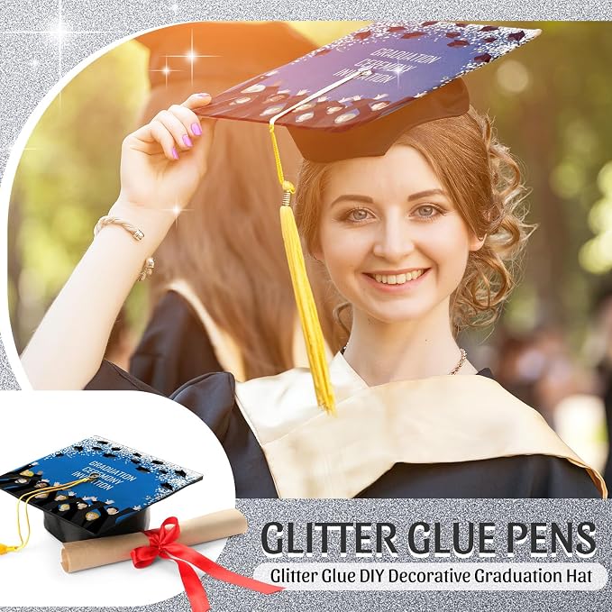 Cholemy 60 Pcs Glitter Glue Pens Glitter Glue Stick Set for Crafts Washable Markers Painting Pens for DIY Arts Projects Scrapbooking Holiday Greeting Card Decorating Supplies(Sliver)