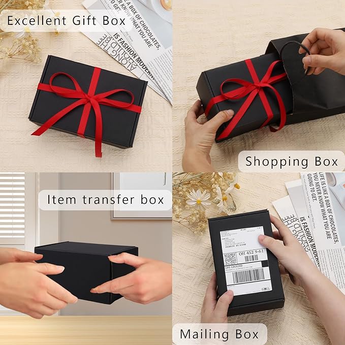 BIOBROWN 6x4x3" 50 Pack Corrugated Cardboard Boxes Small Shipping Box for Packaging Small Business Mailer Mailing Black