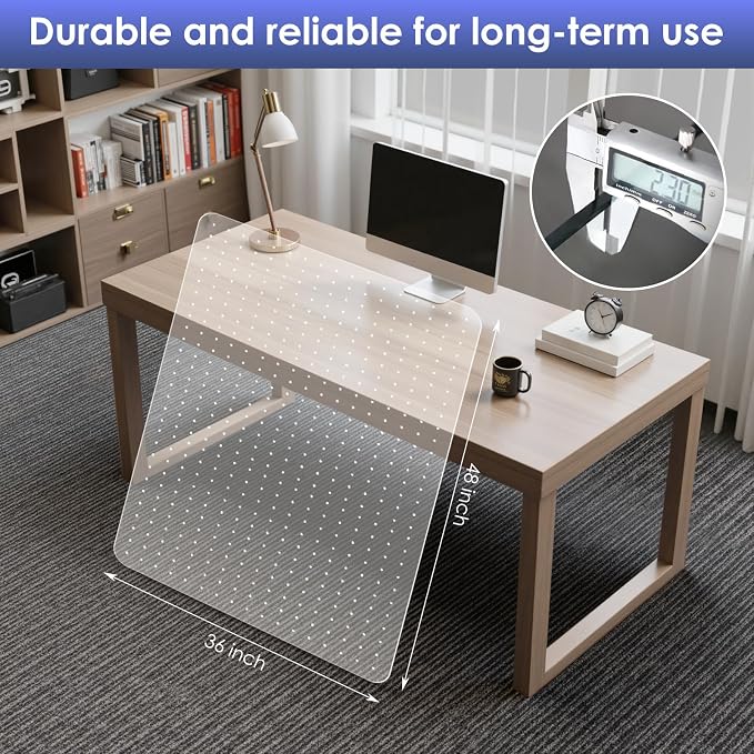 Kuyal Office Chair Mat for Carpet, 2 Pack Heavy Duty Computer Chair Mat | 36''x48'', Under Desk Protector Carpeted Clear Floors Mat, Easy Chair Movement,Ship Flat
