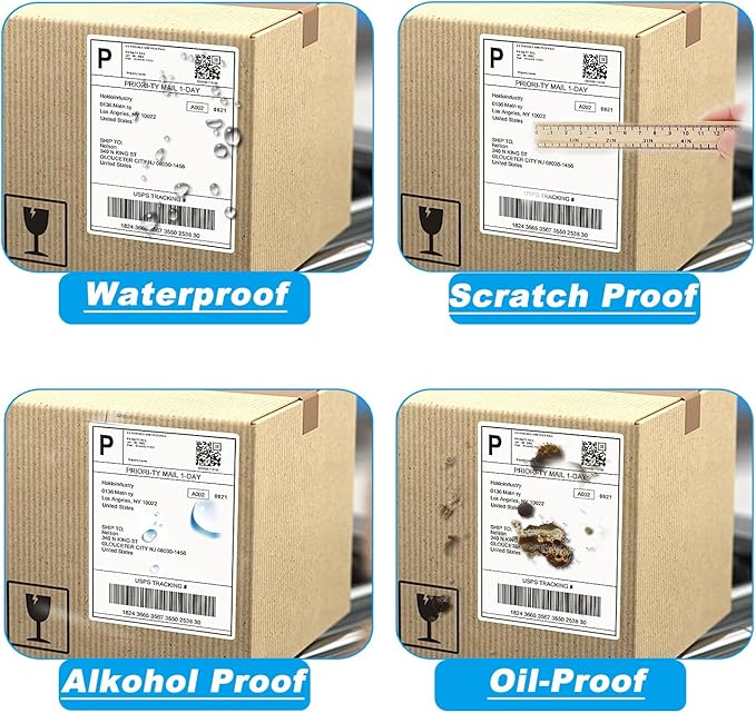 8.5 x 5.5 Inch Half Sheet Shipping Labels for Laser and Inkjet Printers, 600 Labels/300 Page (2 Labels/Page), Permanent Self Adhesive Mailing Labels for Printer