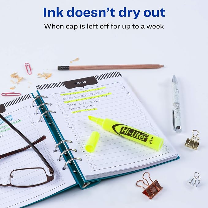 Avery Hi-Liter Desk-Style Highlighters, Smear Safe Ink, Chisel Tip, 2 Yellow Highlighters (24081)