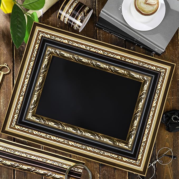 Outus 68FT Gold Frame Bulletin Board Border Die-Cut Straight Border Trim for Classroom Chalkboard, Picture Frames, Artworks, Walls, Mirrors & Office Decor, Classic Metallic Frame Molding(Ornate)