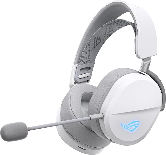 ASUS ROG Pelta Wireless Gaming Headset with Detachable Mic – Tri-Mode (BT, 2.4GHz, USB-C) 50mm Titanium-Plated Drivers, 70Hr Battery, Ergonomic, Lightweight, for PC, PS5, PS4, Switch, Mobile - White