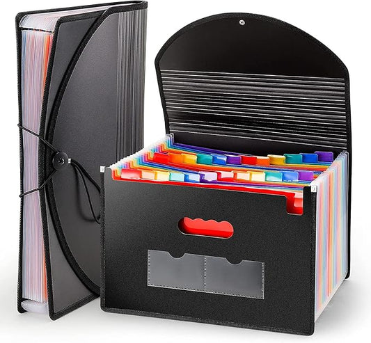 Large Accordion File Organizer, 24 Pockets Legal File Folder, Expanding File Folder for Legal/Letter/A4 Size Papers, Receipt, Bills, Important Documents