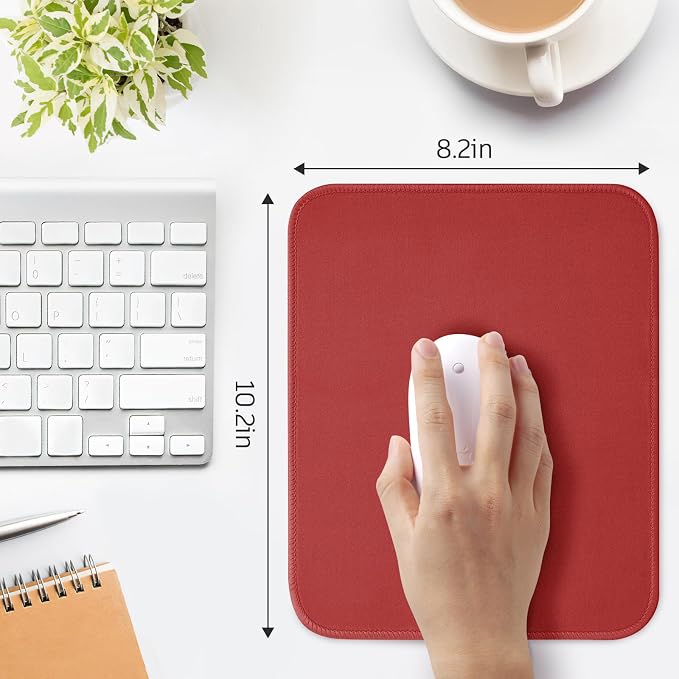 red Mouse Pad, Nice and Cute Mouse Pad, Splash-Proof Textured 10.2 x 8.2Inch, Stitched Edge Non-Slip Waterproof Rubber Mouse Pad