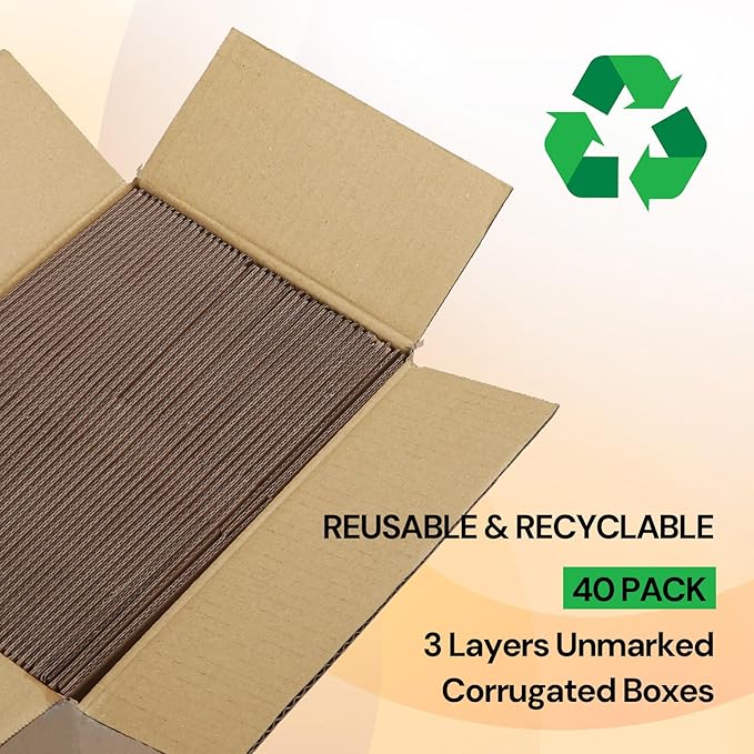 ZBEIVAN Shipping Boxes Mailers 4x4x3 inches Corrugated Cardboard Small Packing Kraft Moving Mailing Box, Pack of 40