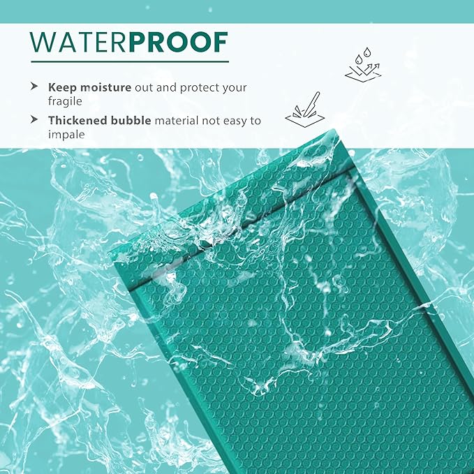 Green Small Bubble Mailers 4x8 Inch #000 | Thick Padded Poly Mailer Envelopes | Mailing Trading card sports Card Bubble Envelopes Water & Tear Resistant | 500 Pack Bulk