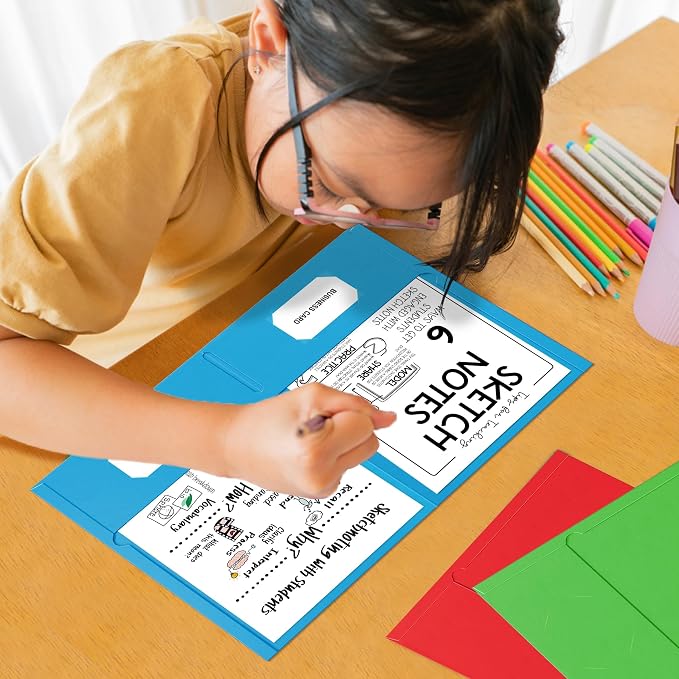 FUCDTEFC 100 Pack Pocket Folders, Folder with Pockets, 5 Assorted Colors Letter Size Heavy Duty 2 Pocket Folders, Paper File Folder for School Office Home Business | Heavy Duty, 2 Pocket Folders, Paper, File Folder, for School Office, Home, Business