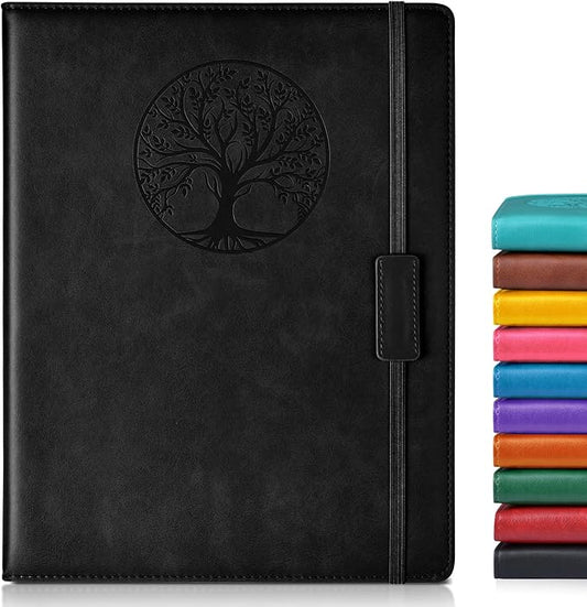 Lined Journal Notebook for Women Men,256 Pages A4 Large Hardcover Leather Journals for Writing,Travel,Business,Work,School,College Ruled Notebooks for Note Taking, Diary Notepad 8.6"×11"