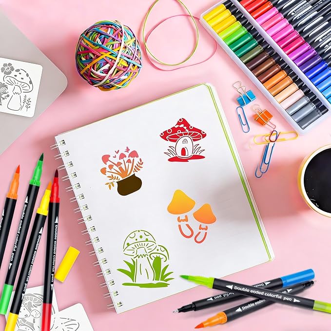 72 Colors Dual Markers Brush Pens, Art Markers Colored Pens for Adult Coloring Books, Brush and Fine Point Dual Tip Artist Colored Marker Set