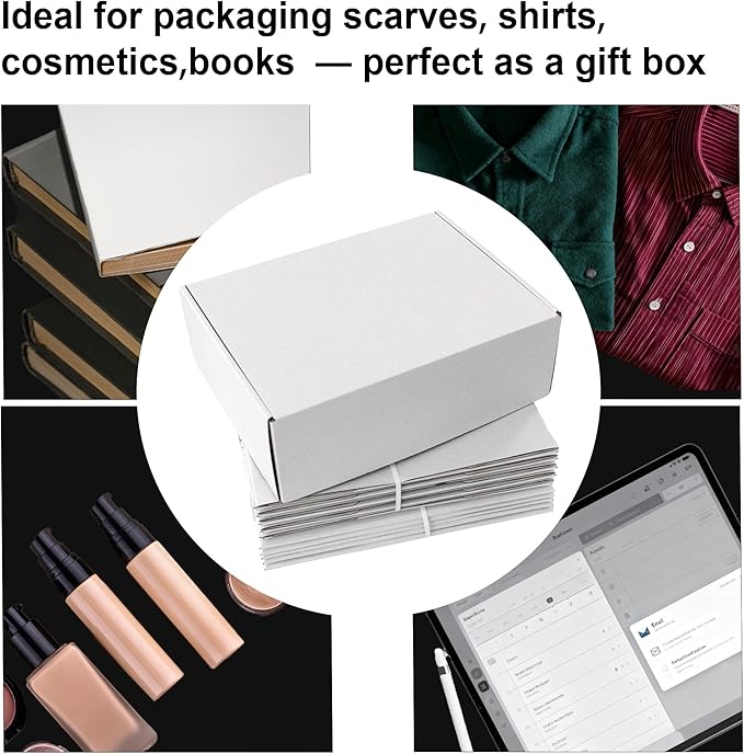 12x9x3 Shipping Boxes 20-Pack, White Corrugated Cardboard Boxes for Mailing, Shipping & Small Business Packaging