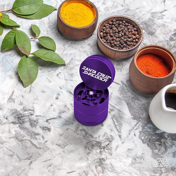 Santa Cruz Shredder Metal Herb Grinder Knurled Top for Stronger Grip 3 Piece Small 1.7" (Purple)