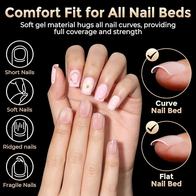 Square Nail Tips: 504pcs Soft Gel Extra Short Press on Nails, 12 Sizes XS Full Cover Clear XXS Extra Small Square Gel Nail Tips for Nail Extension DIY Home