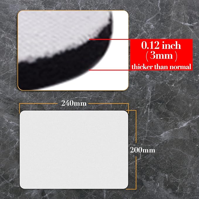 A-SUB Sublimation Mouse Pad Blank Rectangular Blanks 3mm Thick for Transfer Heat Press Printing Crafts 9.4x7.9x0.12 Inches White 11pcs