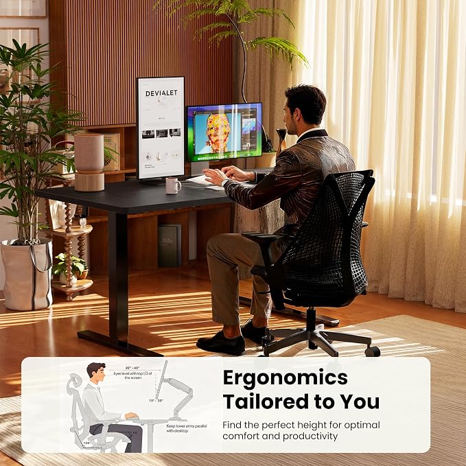 ErGear Height Adjustable Electric Standing Desk, 40 x 24 Inches Sit Stand up Desk, Memory Computer Home Office Desk, Carbon Fiber Black