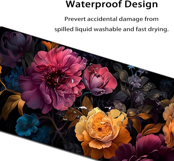 35.4 x 15.7 in, XXL Large Mouse Pad for Desk, Extended Keyboard Mouse Mat for Computer Office, Big Laptop Mouse pad, Gaming pc-Colorful Roses