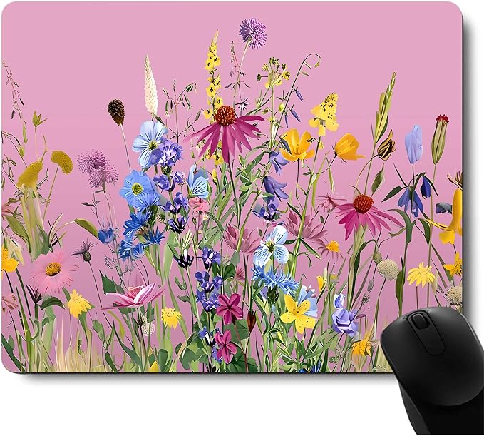 Pink Mouse Pad for Women,Pink Floral Rose Mouse Pads for Desk,Soft Computer Mouse Mat Cute Mousepad Cloth Computer Mouse Pads for Women,Square Waterproof Non-Slip Rubber Base MousePads