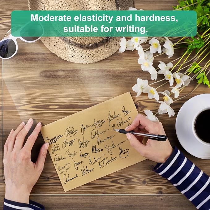 NATRKE Clear Desk Mat Pad, 39.4"x15.7" Large Transparent Computer Desk Mat Plastic Desktop Protector, PVC Writing Pad with Round Edge, Waterproof Wipeable Non-Slip Table Protector for Home Office