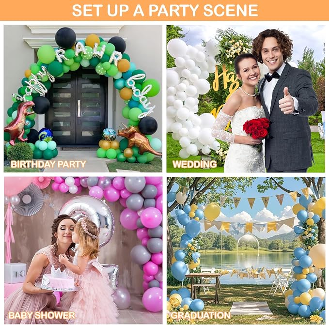 gegemaoyi Balloon Arch Kit - 98.4ft DIY Balloon Garland Strip with 600Pcs Clear Glue Point Dots, Removable Adhesive Tape for Balloon Arch Decorations, Wedding & Craft Decor