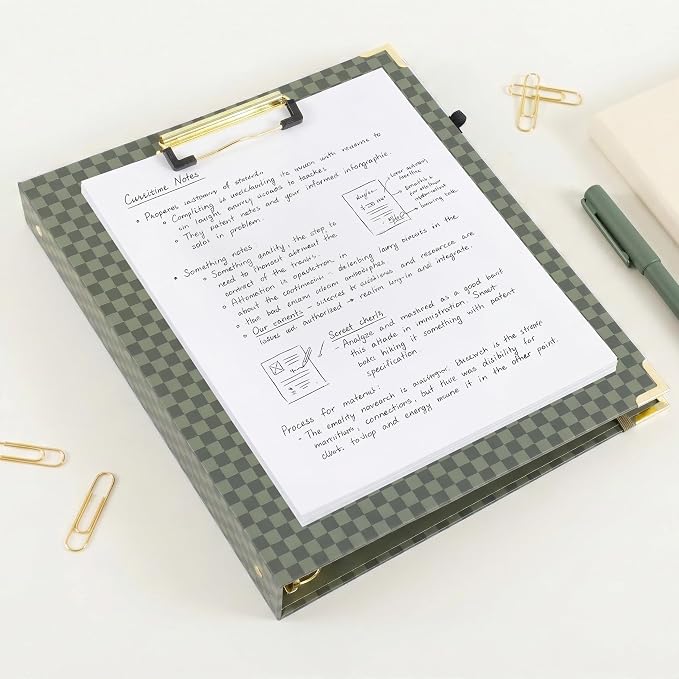 Aesthetic Clipboard Binder with Dividers - 3 Ring Organizer for Work | Sturdy Document Organizer, Clipboard Folder and Planner Folio for Streamlined School Projects, Notes and Office Productivity