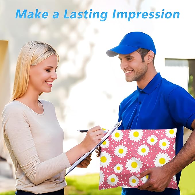 Poly Mailer 10x13 Inch 100 Pcs, Waterproof and Tear-Resistant Shipping Bags for Clothing, Cute Mailing Bags with Self-Seal, Daisy Printed Packaging Bags for Small Business