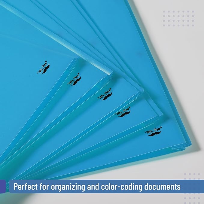 Mr. Pen- Plastic Folders with Pockets and Prongs, 48 Pack, Letter Size, Blue, Flexible Plastic Folders with Prongs and Card Slot