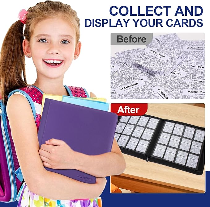 Card Binder – 720 Capacity, Zippered Trading Card Holder for MTG, Sports & Collectible Cards – Acid-Free, Durable & Travel-Friendly Storage (Purple dots, 12 Pocket)