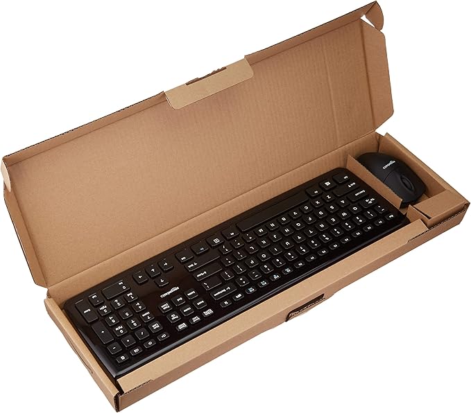 Amazon Basics Wired USB Keyboard and Mouse Combo, Full-Sized Keyboard with QWERTY Layout, Optical Tracking Mouse, Black