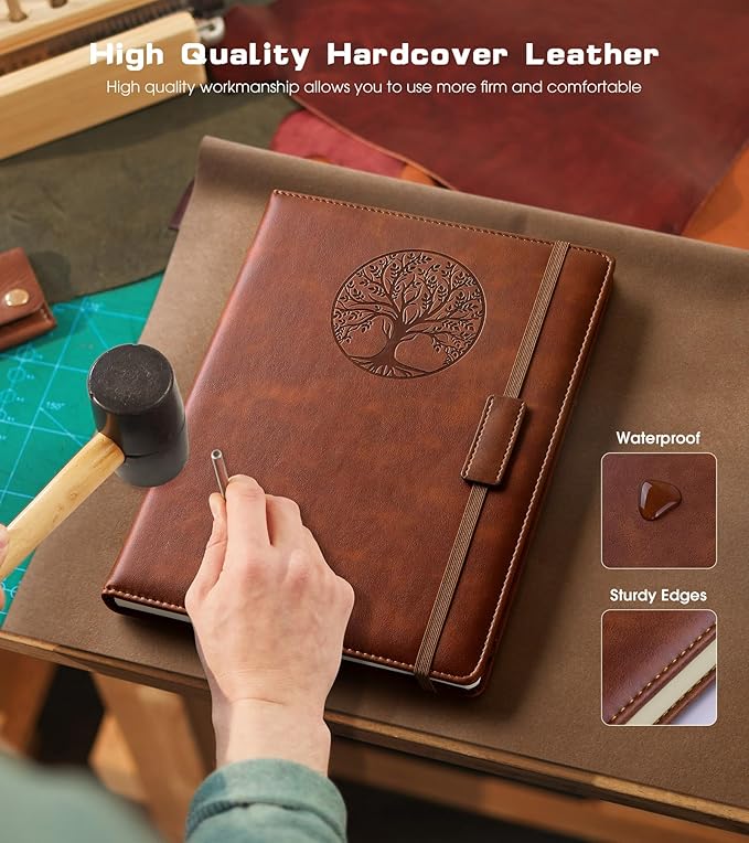 Lined Journal Notebook for Women Men,256 Pages B5 Large Hardcover Leather Journals for Writing,Travel,Business,Work & School,College Ruled Notebooks for Note Taking,Diary Notepad 7.8"×10.2"