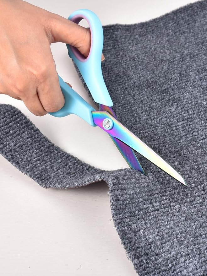 8.5" Multipurpose Office Scissors Heavy Duty, Titanium Coating Sharp Blades, Ergonomic Semi-Soft Rubber Grip, Scissors All Purpose for Sewing, School, Fabric, Art Craft Supplies, 3-Pack