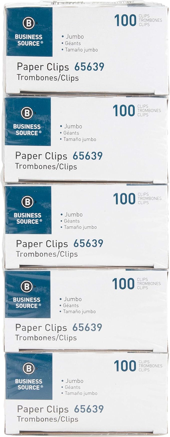Business Source Paper Clips, Jumbo, .041 Wire Gauge, 1000/ Pack, 41 Mile (65639) (Pack of 10)