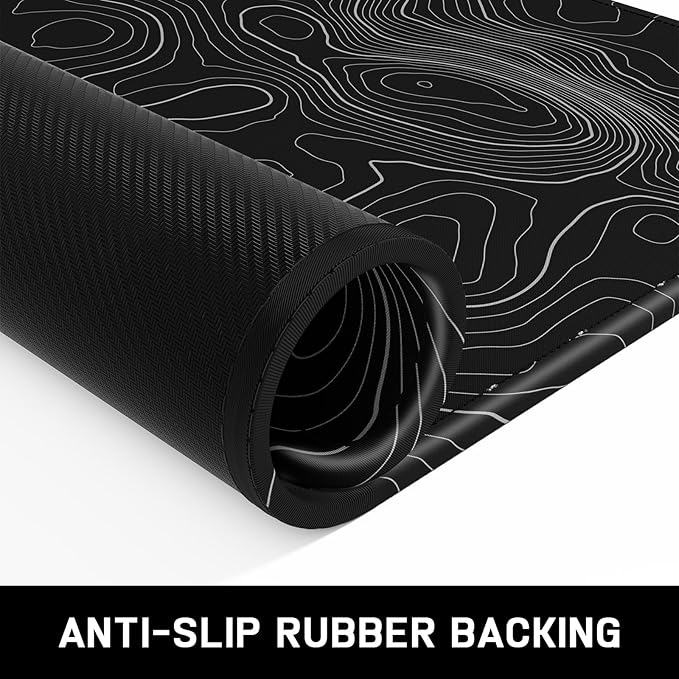 Mouse Pad, Minimalism Marble Style Computer Pad, Anti-Slip Rubber Mouse Mat with Stitched Edges for Gaming, Office, Laptop, PC, Women, 9" x 8" Thick 3 mm, Black Swirl