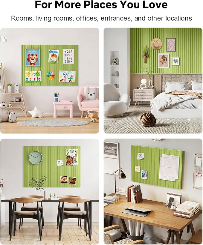 48" x 36" Large Cork Bulletin Board Tiles, Peel and Stick Felt Wall Panels for Vision, Message Center, Picture and Prayer Board for Office, Dorm, Room and Desk Decor(Moss Green)
