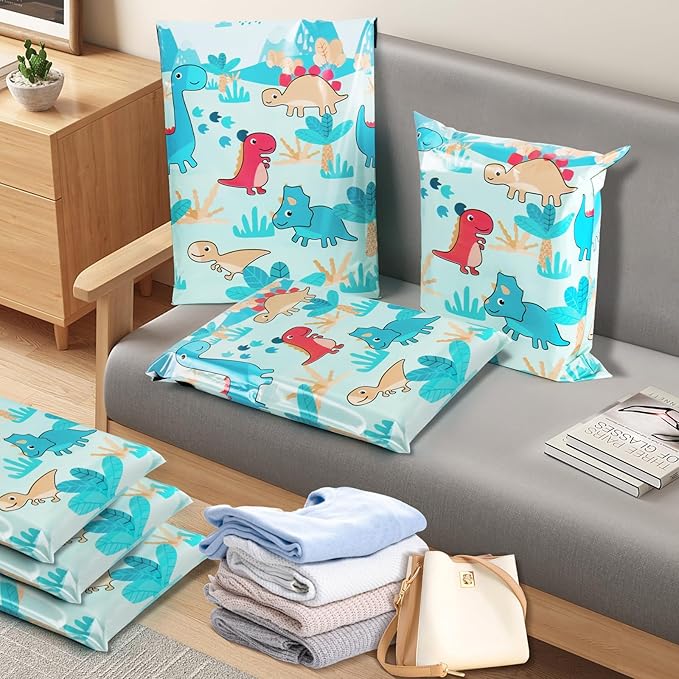 Oududianzi 100PCS Poly Mailers 10x13, Waterproof Shipping Bags, Thick Mailing Bags, Mailers Poly Bags, Shipping Envelopes, Cute Packaging Bags for Online and Offline Small business - Dinosaur