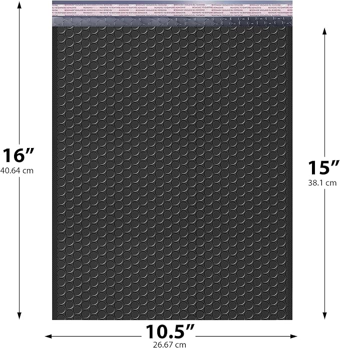 Jet Black Bubble Mailers 10.5x16 Poly Padded Envelopes #5, 200 Pack | Fits Books, Comics & Apparel, Self-Seal Closure, Cushioned Protection, Water-Resistant Poly, Bulk Pack