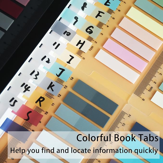 YOUDEFUL 1600Pcs Transparent Sticky Note Tab, Colored Page Marker Tab | Repositionable Book Flags Tab Strip with Binder, Clear Sticky Note,Page Tabs,Index Tab for Bible Study, School, Office
